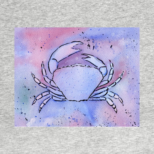 Crab Watercolor Mixed Media Art by Sandraartist